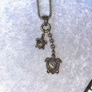 Stirling Silver Big & Little Sea Turtle Charms necklace
